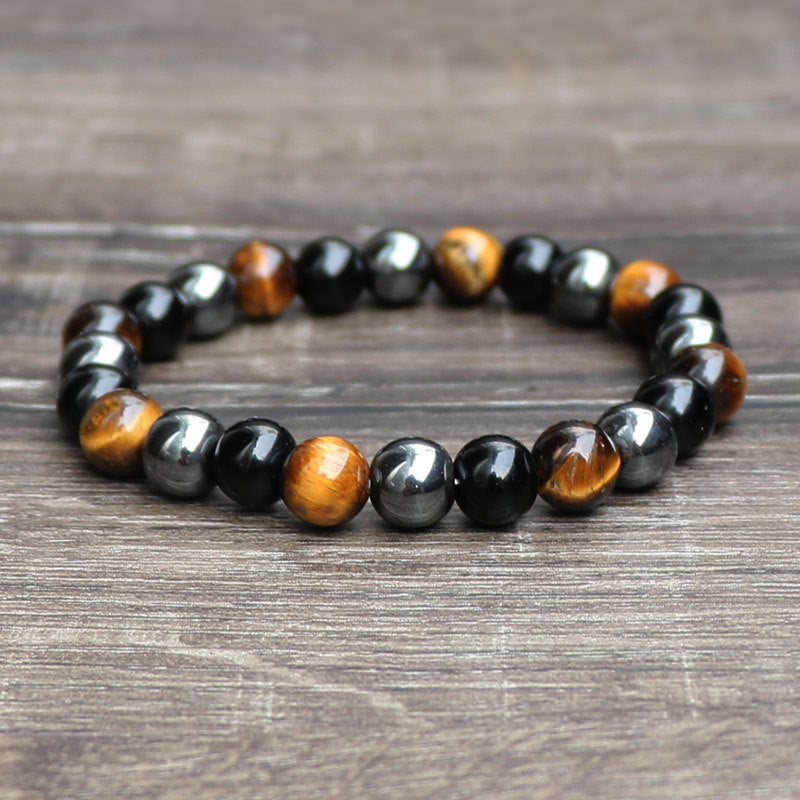 Natural Tiger Eye Stone Bracelet - Handwoven Healing Crystal Bracelet for Men & Women
