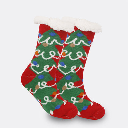 Christmas Women's Thickened Fleece-lined Room Socks