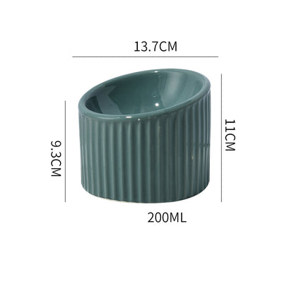 Elevated Cat Bowls Raised Cat Bowl For Indoor Cats Tilted Ceramic Elevated Food Or Water Bowls Anti Vomit Whisker Friendly Bowls Round Shape