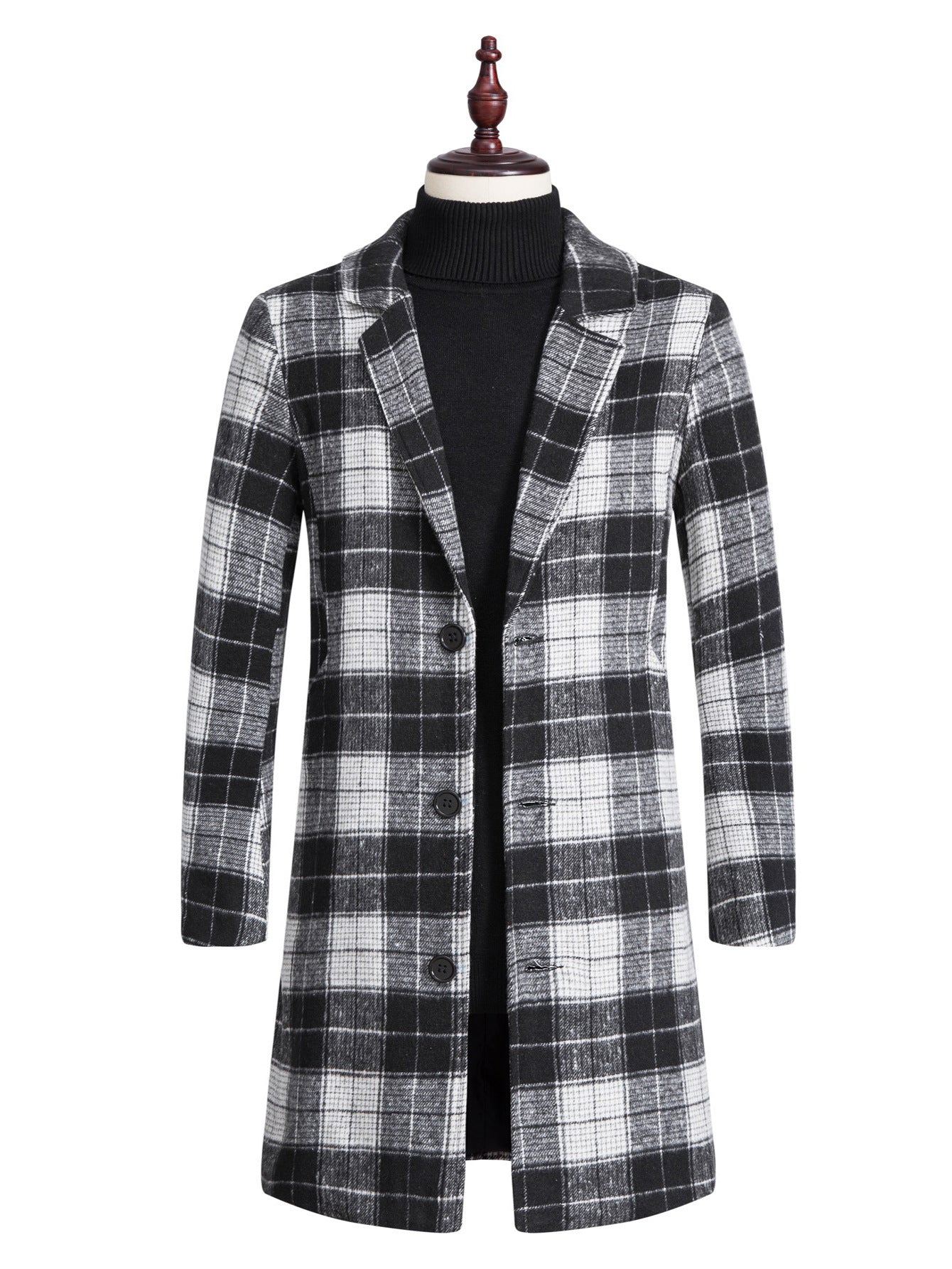 Men's Lapel Trench Coat Mid-length Woolen Coat