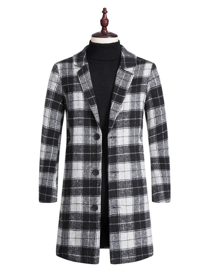 Men's Lapel Trench Coat Mid-length Woolen Coat