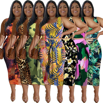 Women's Plus-Size Printed Top And Casual Skirt Set