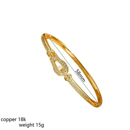 Versatile Full Diamond Horseshoe Buckle Simple Bracelet