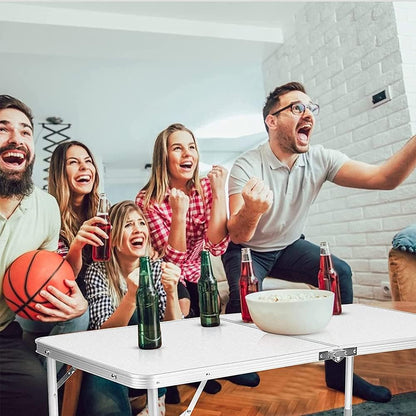 3FT/90CM Picnic Folding Tables, Aluminium Foldable Portable Adjustable Height Lightweight for Camping BBQ, 90x60x37/67cm