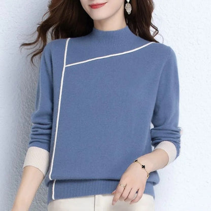 Women's Solid-Color Turtleneck Pullover Long-Sleeve Sweater