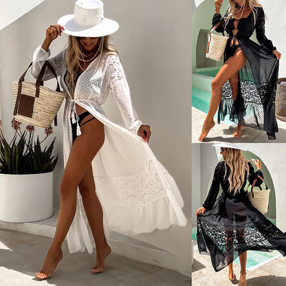 Chiffon Stitching Bikini Swimsuit Outwear