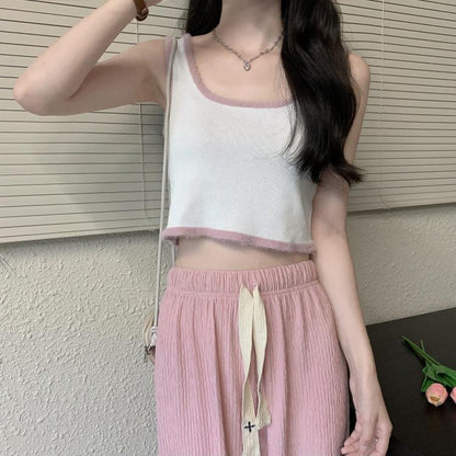 Women's Color-Block Vest For Petite Figures Women's U-Neck
