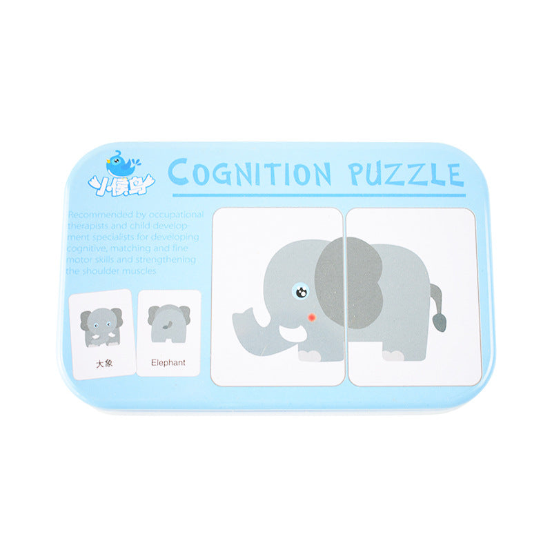 Children's Cognitive Card Iron Box Jigsaw Puzzle Matching Fruit Learning Card