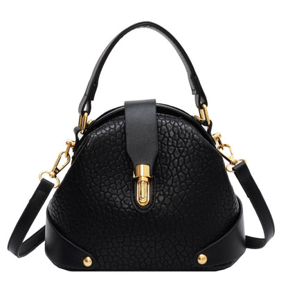Women's Autumn And Winter Korean Retro Handbag Shoulder Lychee Pattern Small Round Bag