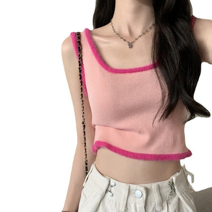Women's Color-Block Vest For Petite Figures Women's U-Neck