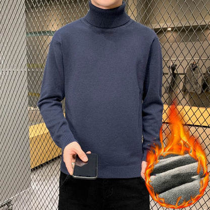 Turtleneck Sweater Plus Velvet Knitting Trend Of Self-cultivation All-match