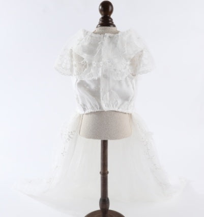 Gorgeous Embroidered Tail Pet Wedding Dress