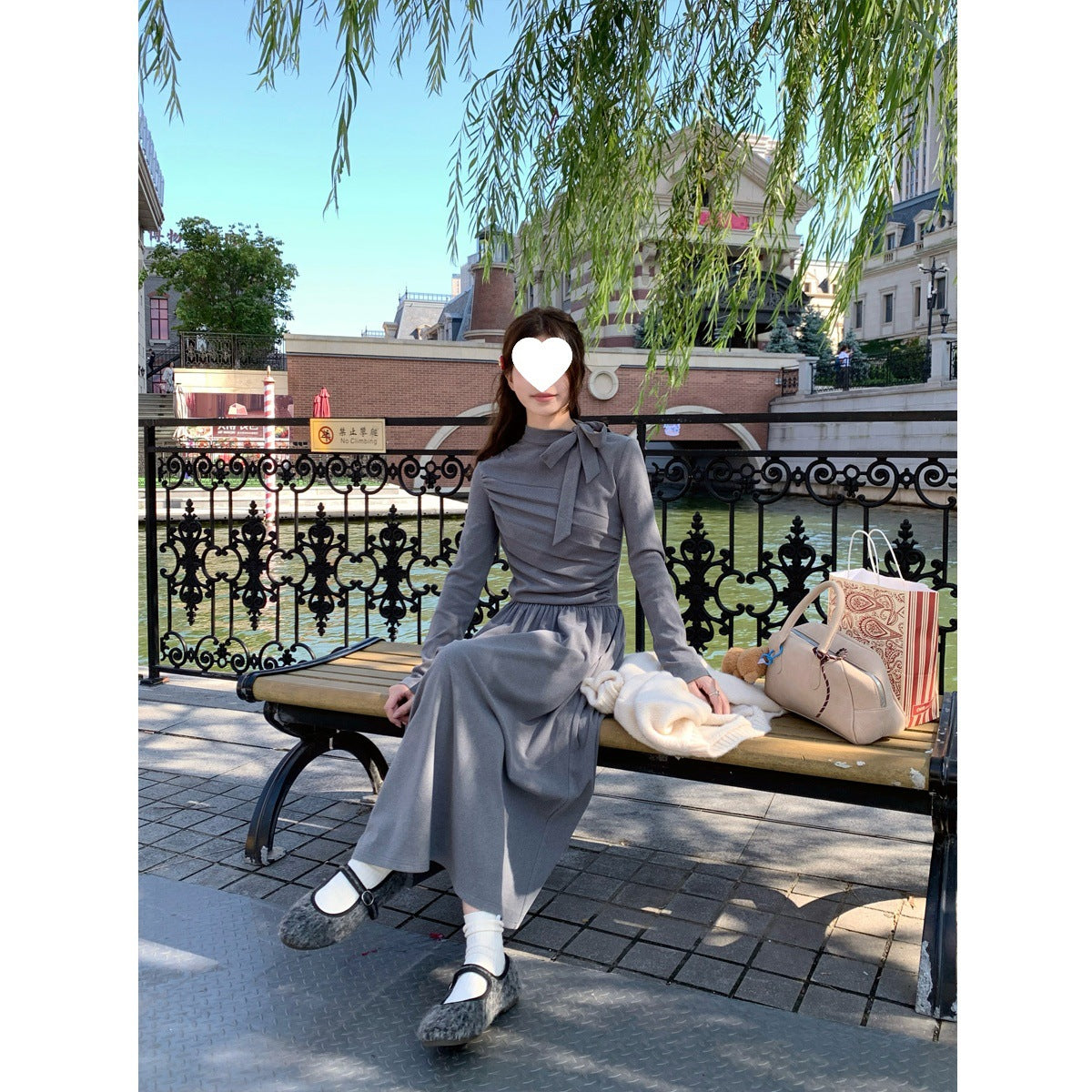 Figure-flattering Dress For Womenfitted At The Waist With A High Neckline