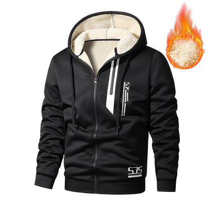 Cashmere Hoodie Men's Fleece-lined Thickened Hooded Jacket