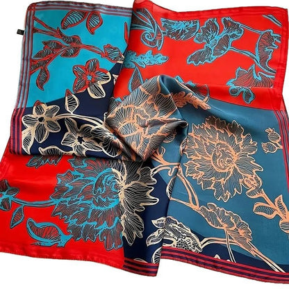 Women's Retro Printed Korean-Style Fashionable All-Match Professional Silk Scarf