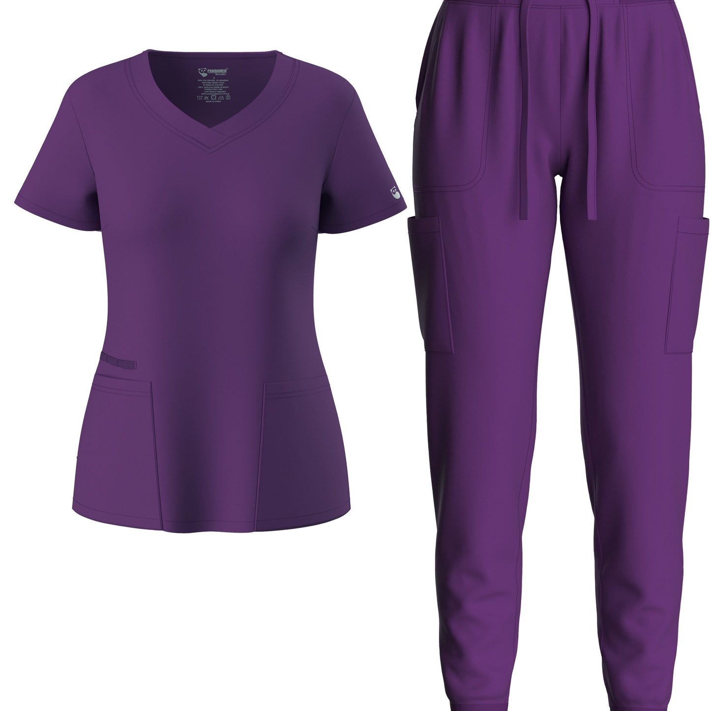 Premium Medical Scrubs Set - V-Neck Top & Drawstring Pants | Professional Healthcare Uniform for Women