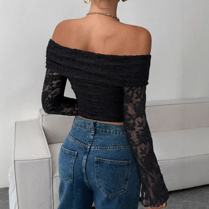New Autumn Collection Off-shoulder Long-sleeve Slim-fit Outfit That Flatters Your Figure And Exudes Elegance