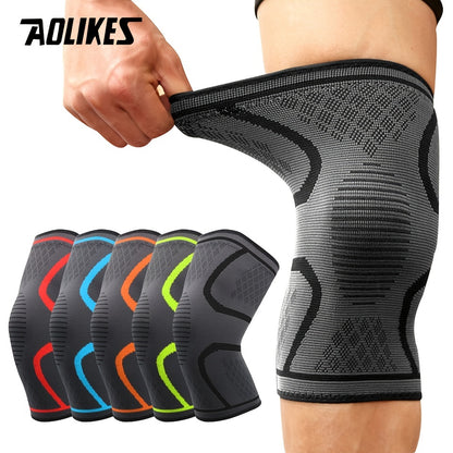 1pc AOLIKES Compression Knee Pad Sleeve - Breathable, Non-Slip, Durable Polyamide & Nylon, Ideal for Running, Volleyball, Basketball, Yoga, Tennis, Football