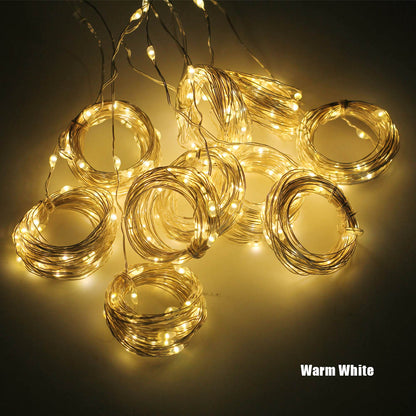 LED Curtain Garland On The Window USB String Lights Remote Control Christmas Decorations For Home Room