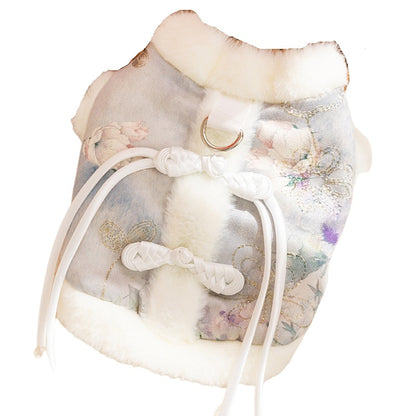 New Chinese-style Pet Clothing For Autumn And Winter With Fleece For Warmth, A Stretchable Bichon Frise Vest, And New Year Dog Clothes