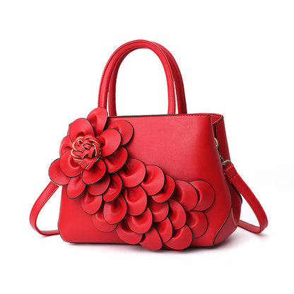 PU leather flower portable shoulder bag