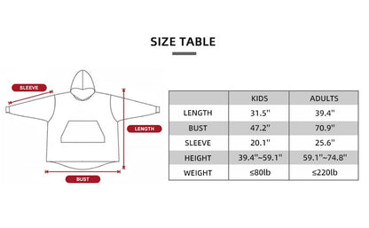 RONGTAI Oversized Wearable Pajamas With Big Pockets,Soft Plush Sweatshirt Hooded Popular Tops One Size Fits Deer