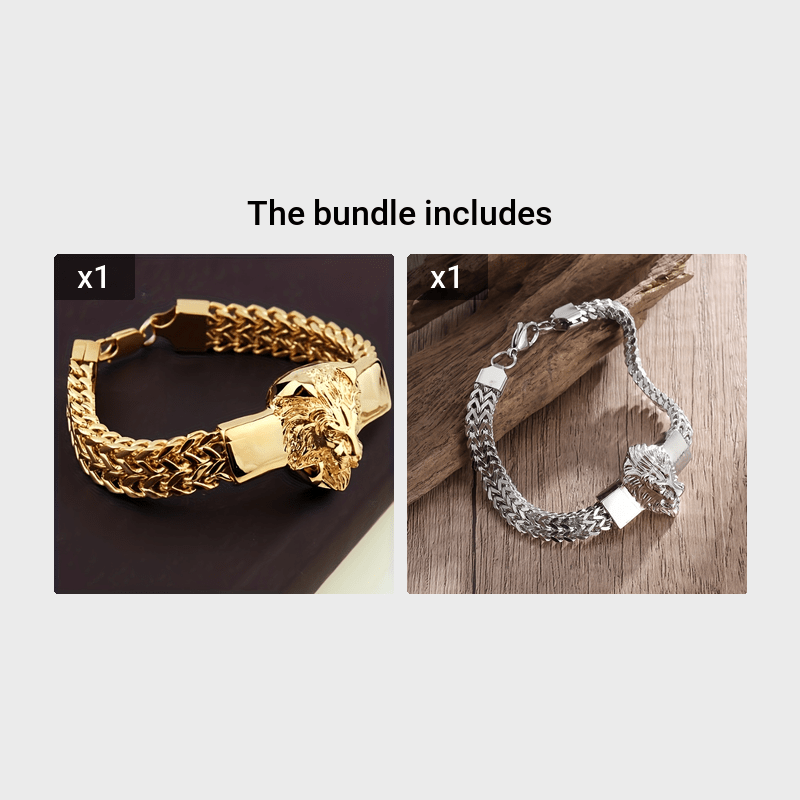 Fashion Stainless Steel Chain Bracelet Lion Head Bracelet For Men Party Biker Jewelry Gifts