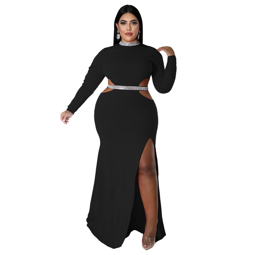 Women's Solid Color Casual Sexy Midriff-baring Slit Dress
