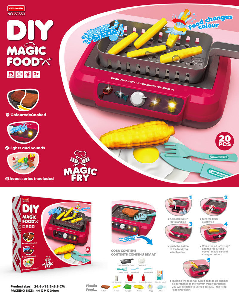 Interactive Kitchen Cooking Toy Set - Color-Changing Play Food with Lights & Sounds | Educational Pretend Play for Kids 4-6