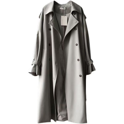 British Style All-match Draping Tight Waist Small Casual Women's Trench Coat