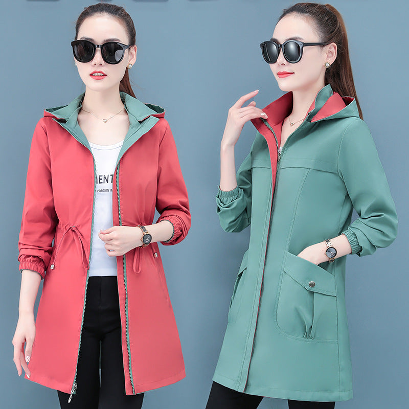 Women's Reversible Mid-Length Coat - 2-in-1 Spring Autumn Jacket | Premium Double-Sided Design