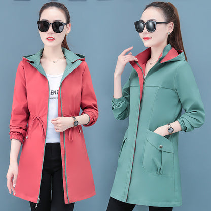 Women's Reversible Mid-Length Coat - 2-in-1 Spring Autumn Jacket | Premium Double-Sided Design