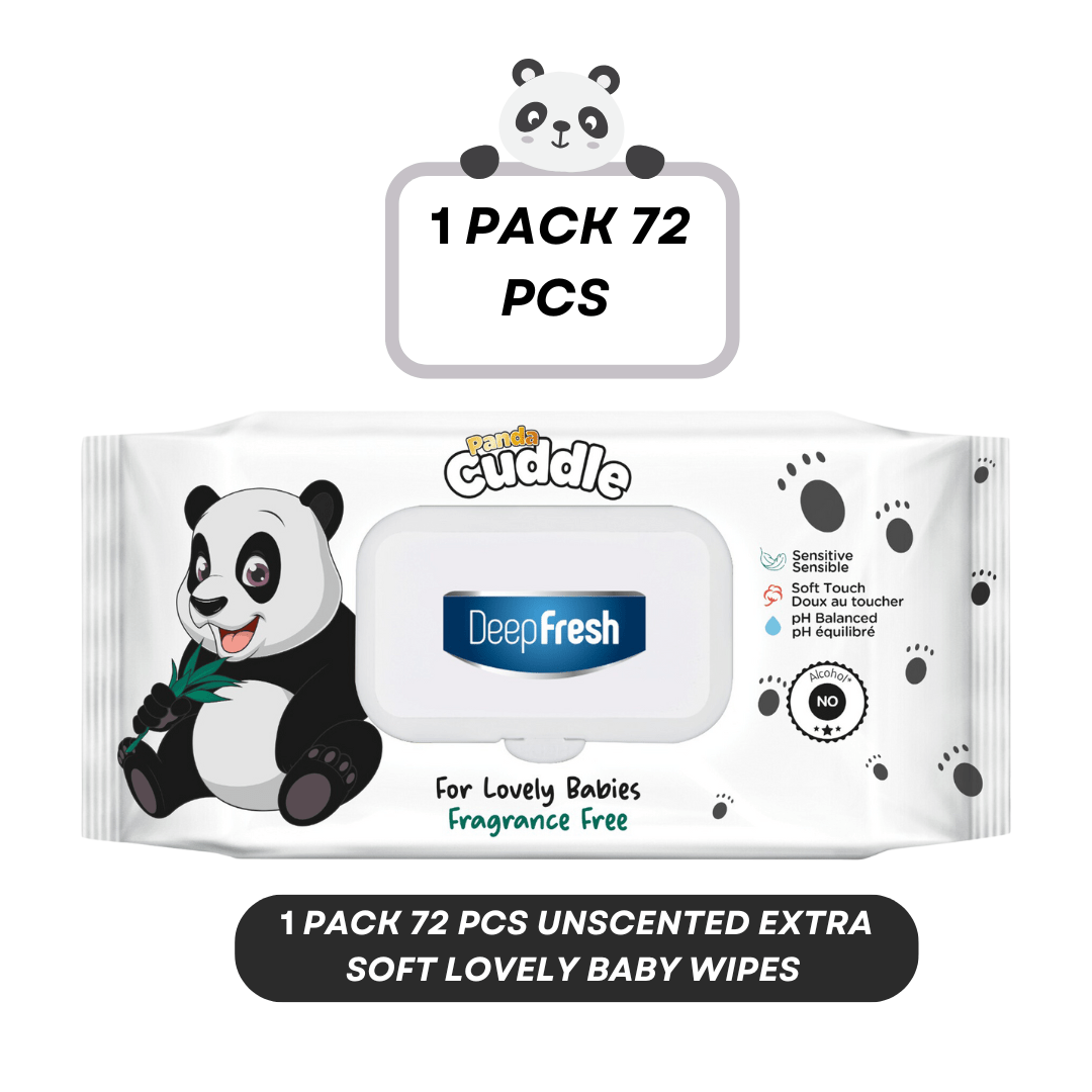 PANDA CUDDLE 72/864/1782pcs, Deep Fresh Extra Soft Unscented Baby Wipes, Alcohol-Free, pH Balanced, Hypoallergenic and Paraben-Free PACK OF 1/12 AND 24