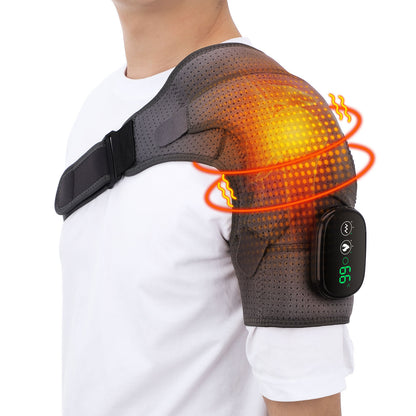 USB Rechargeable Shoulder Heating Massager - Adjustable Pain Relief Brace for Shoulder, Elbow & Knee