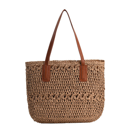 Women's Fashionable All-match Large Capacity Woven Shoulder Bag