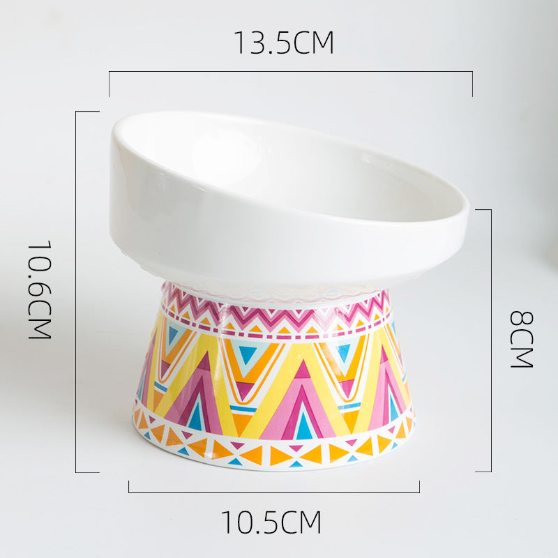 Ceramic cat bowl to protect the single bowl cat