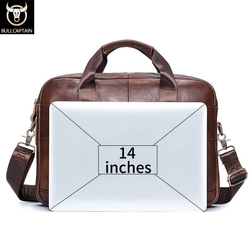 Premium Leather Messenger Bag - Large Capacity Business Briefcase for Men | BULLCAPTAIN