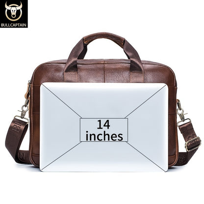 Premium Leather Messenger Bag - Large Capacity Business Briefcase for Men | BULLCAPTAIN