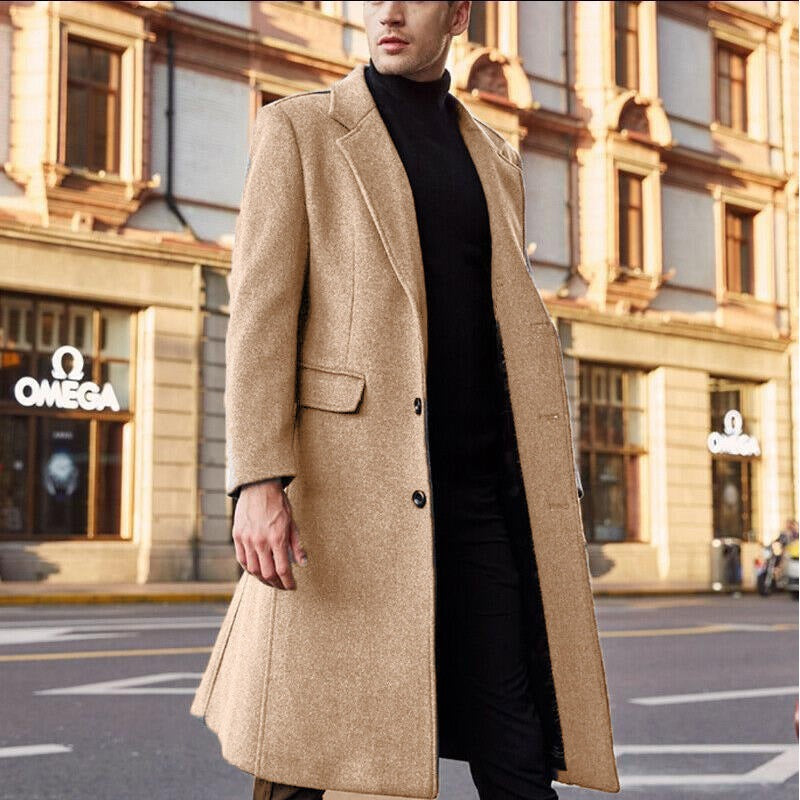Langer Herren-Trenchcoat aus Wolle