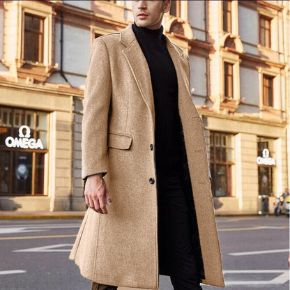 Langer Herren-Trenchcoat aus Wolle