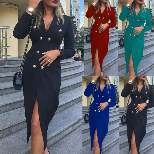 Women's Elegant Double Breasted Sheath Dress