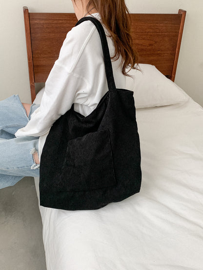 Corduroy Cloth Versatile Large Capacity Shoulder Bag Literary Handbag