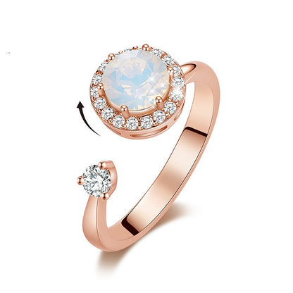 Europe and the United States new personality rotating ring female crystal ring