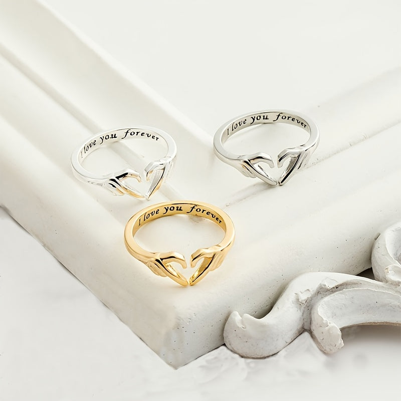 Premium 18K Gold Plated Heart Ring - Adjustable Promise Ring for Women & Teen Girls