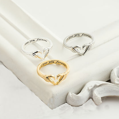 Premium 18K Gold Plated Heart Ring - Adjustable Promise Ring for Women & Teen Girls