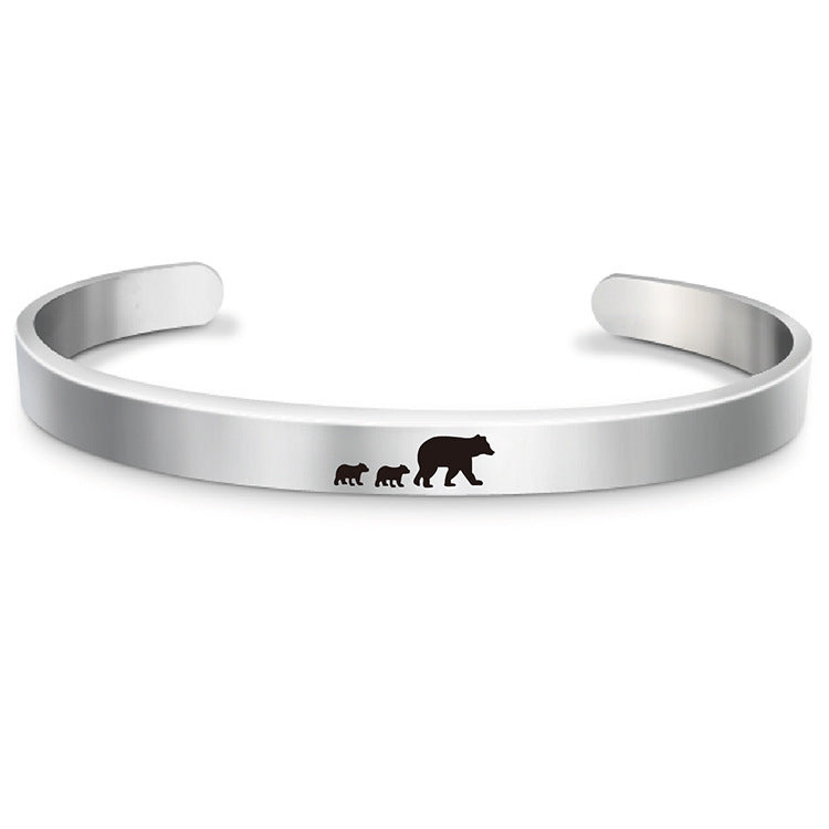 Stainless Steel Mama Bear Bracelet Mother's Day Gift