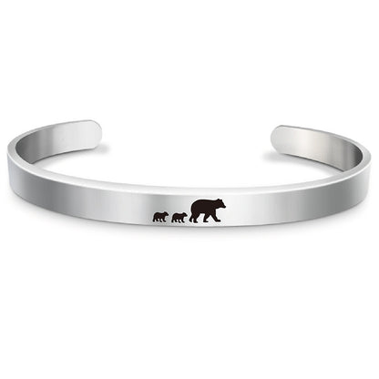 Stainless Steel Mama Bear Bracelet Mother's Day Gift