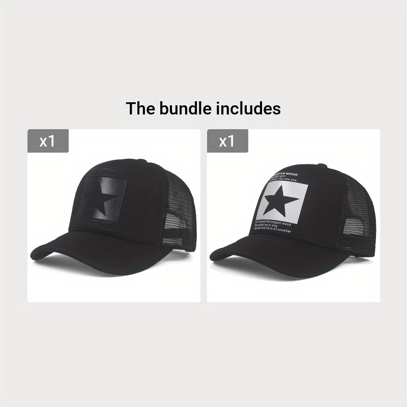 1pc Pentagram Breathable Baseball Cap Mesh Cap
