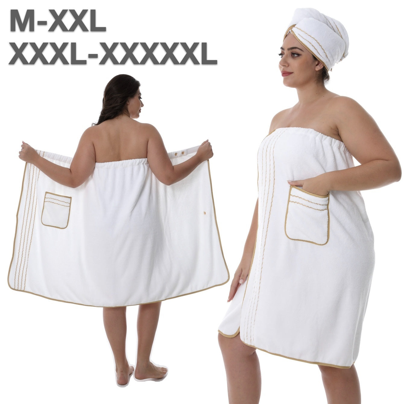 Plus-size Bath Skirt Coral Fleece Bathrobe And Bath Cap Set
