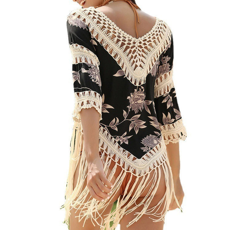 Sun Protection Shirt V-neck Sleeves Hollow-out Loose Sun Protection Blouse